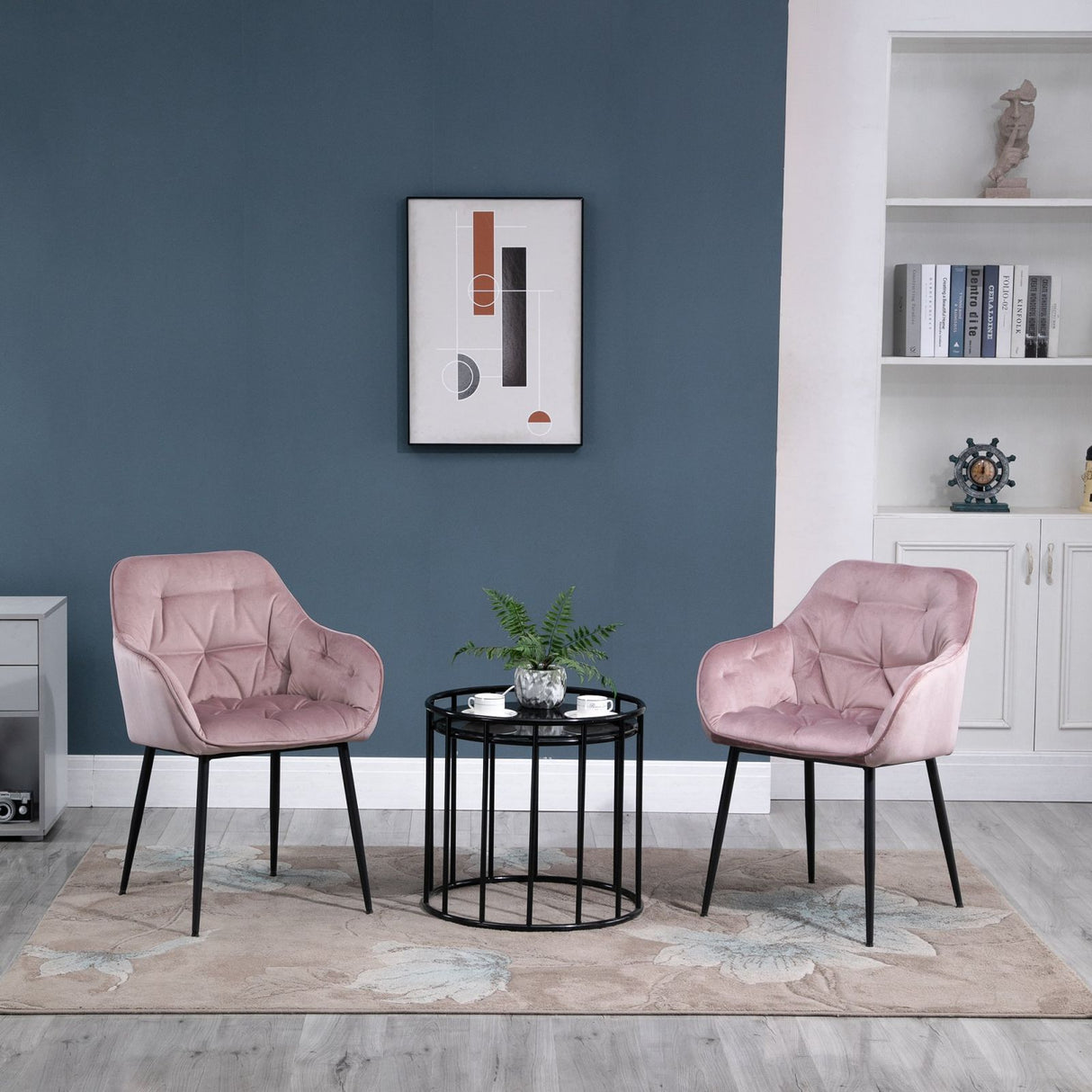 easycomfort easycomfort set 2 sedie moderne imbottite stile nordico in velluto e metallo rosa ean 8055776915449