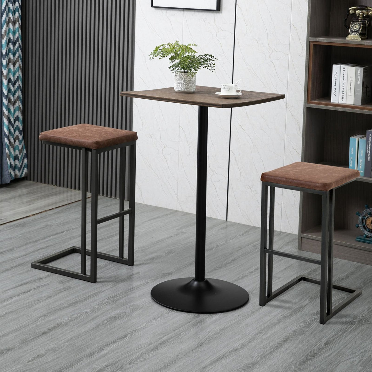 easycomfort easycomfort set 2 sgabelli da bar imbottiti similpelle e metallo marrone