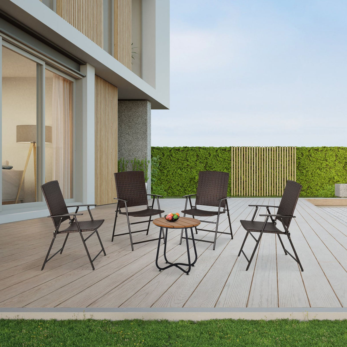 easycomfort easycomfort set 4 pezzi sedie pieghevoli da giardino in rattan e acciaio marrone ean 8055776913469