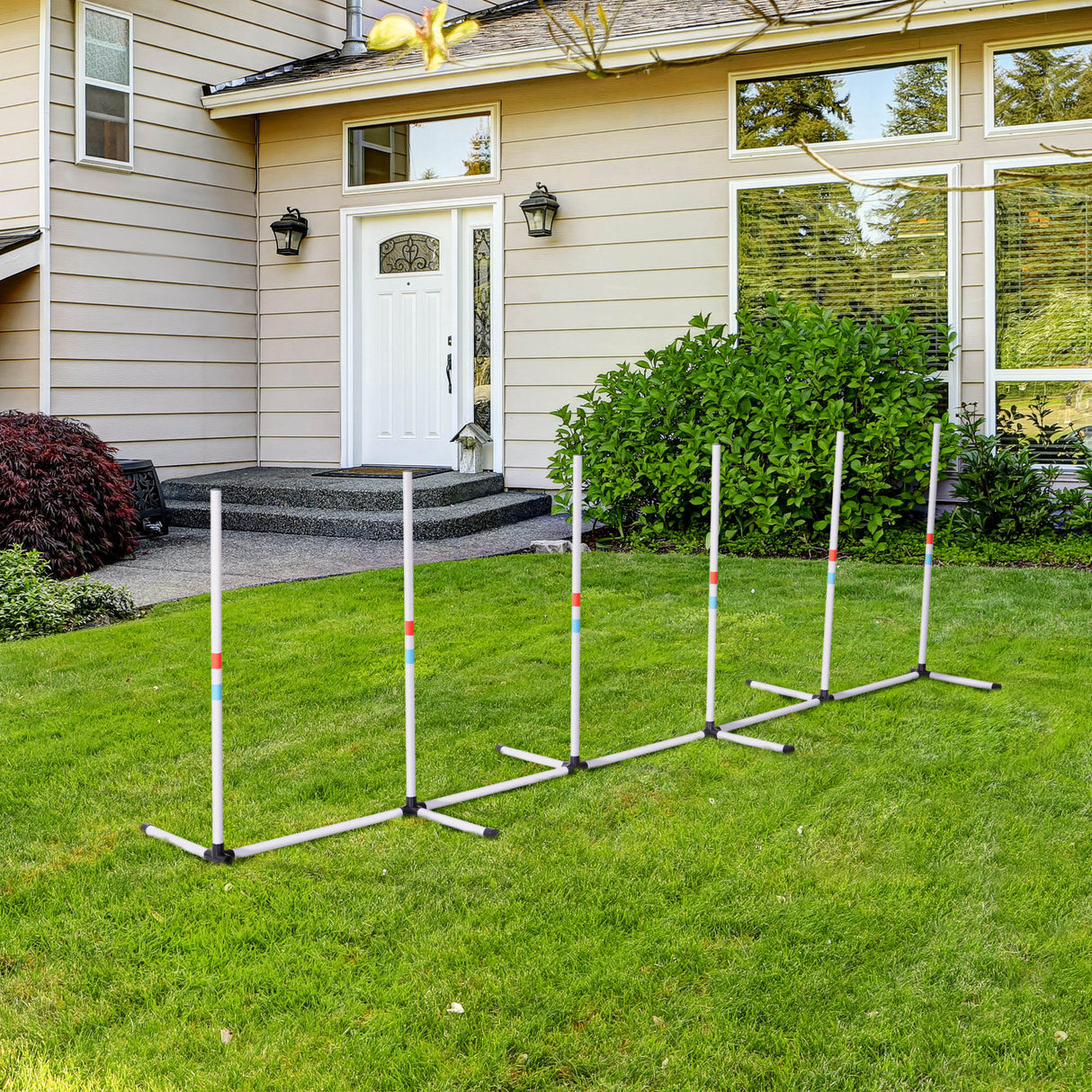 easycomfort easycomfort set agility dog con 6 pali in pe e borsa di trasporto inclusa bianco