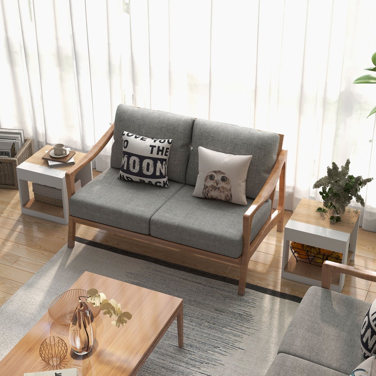 easycomfort easycomfort set da 2 tavolini da soggiorno con design a due livelli 40x40x45cm bianco e quercia