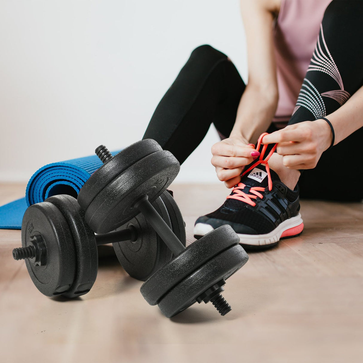 easycomfort easycomfort set di 2 manubri da 20kg totali con 8 dischi pesi