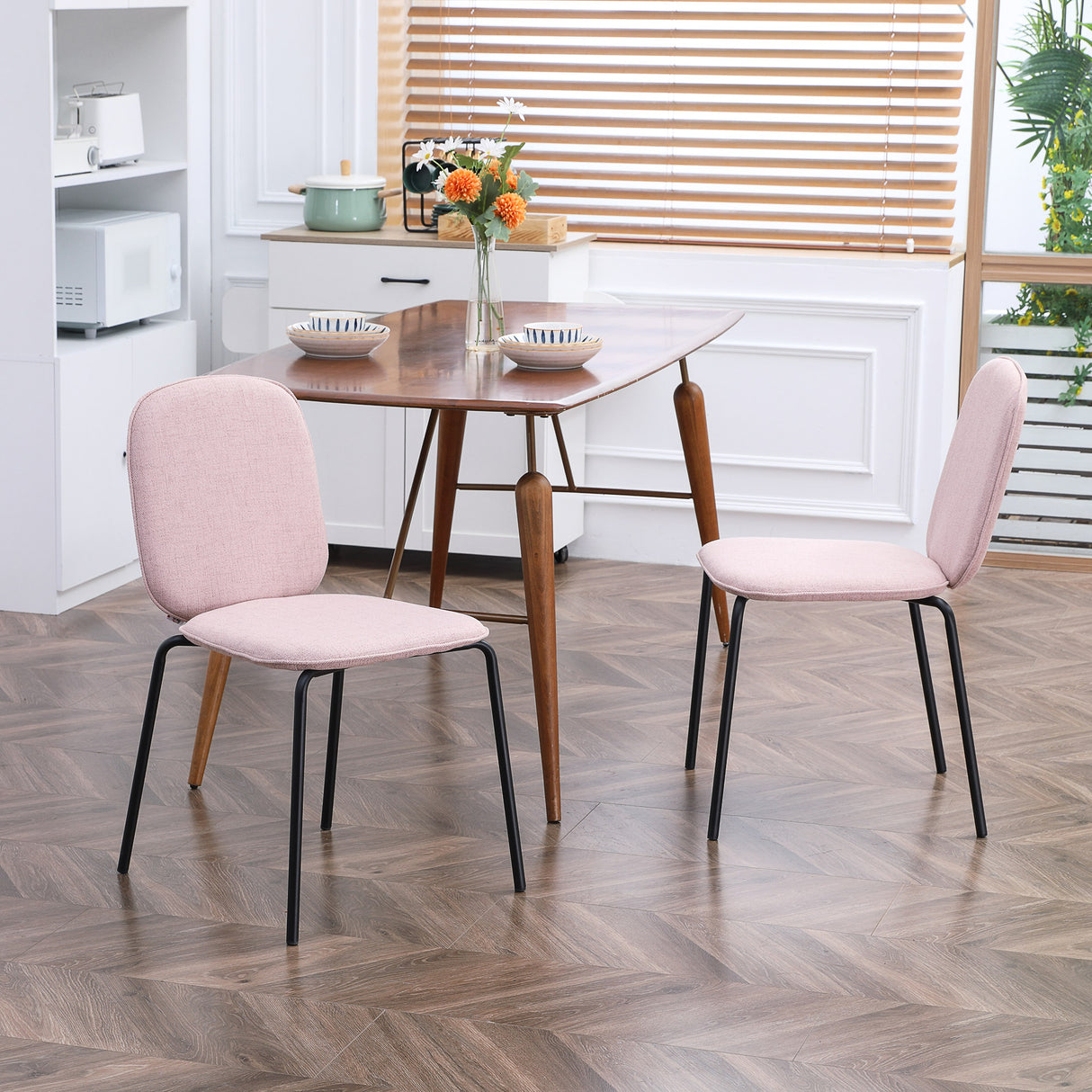 easycomfort easycomfort set di 2 sedie da pranzo in tessuto imbottite e impilabili con gambe in acciaio rosa