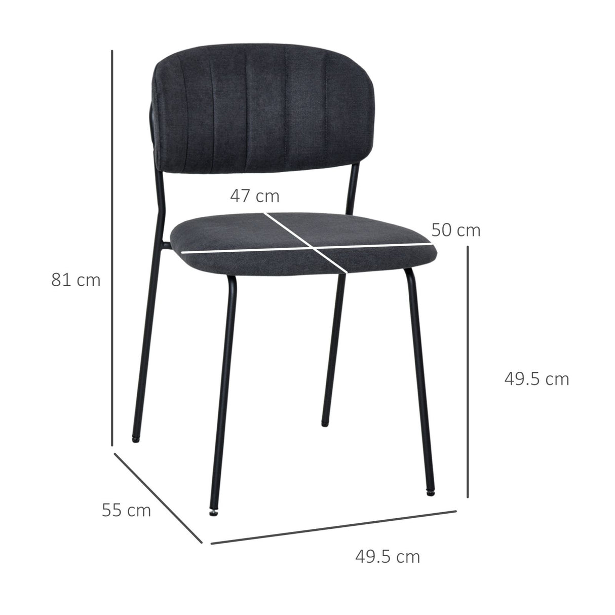 easycomfort easycomfort set di 4 sedie moderne imbottite e impilabili rivestimento in tessuto e gambe in metallo grigio scuro