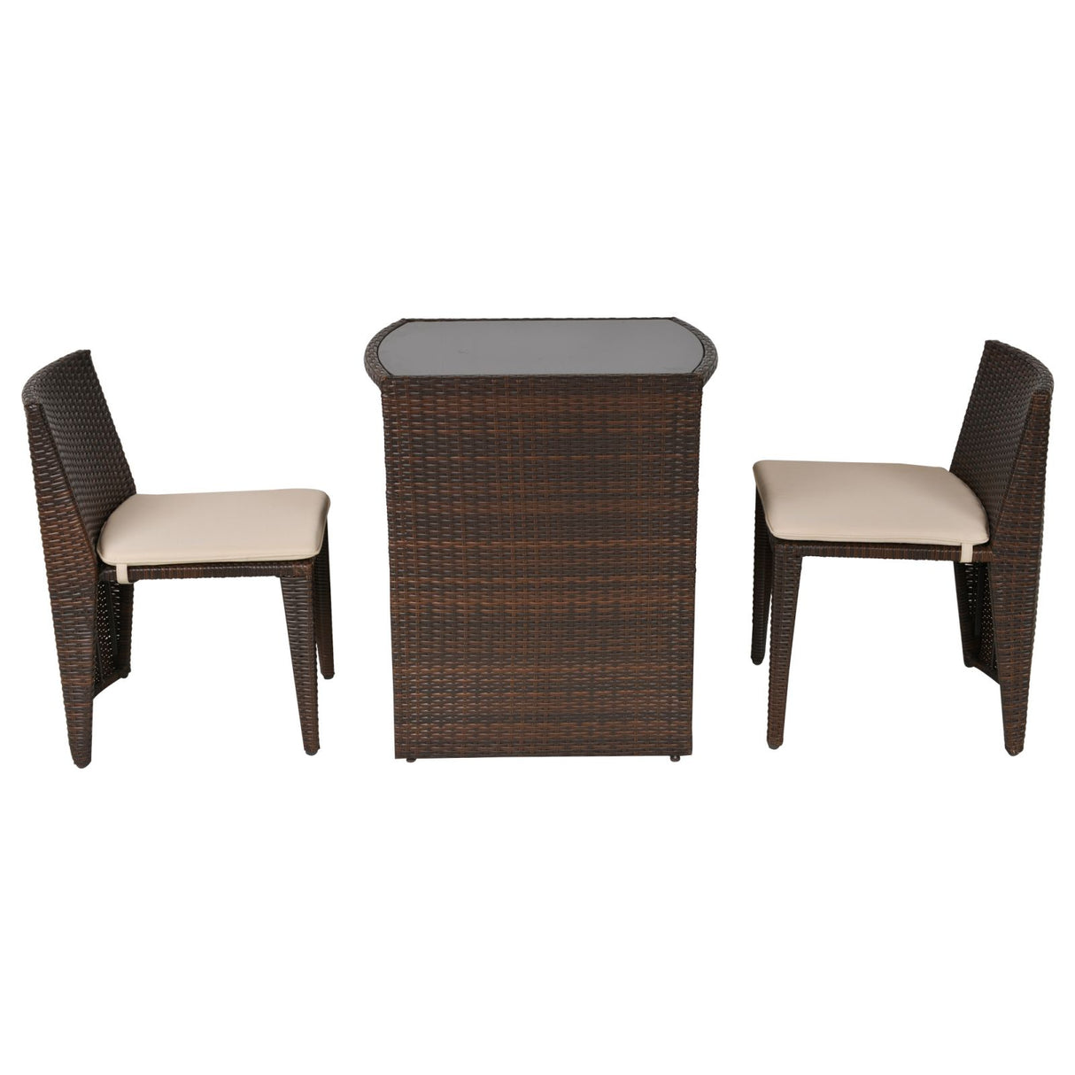 easycomfort easycomfort set mobili da giardino salvaspazio con 1 tavolo e 2 sedie in rattan pe marrone ean 8055776913582