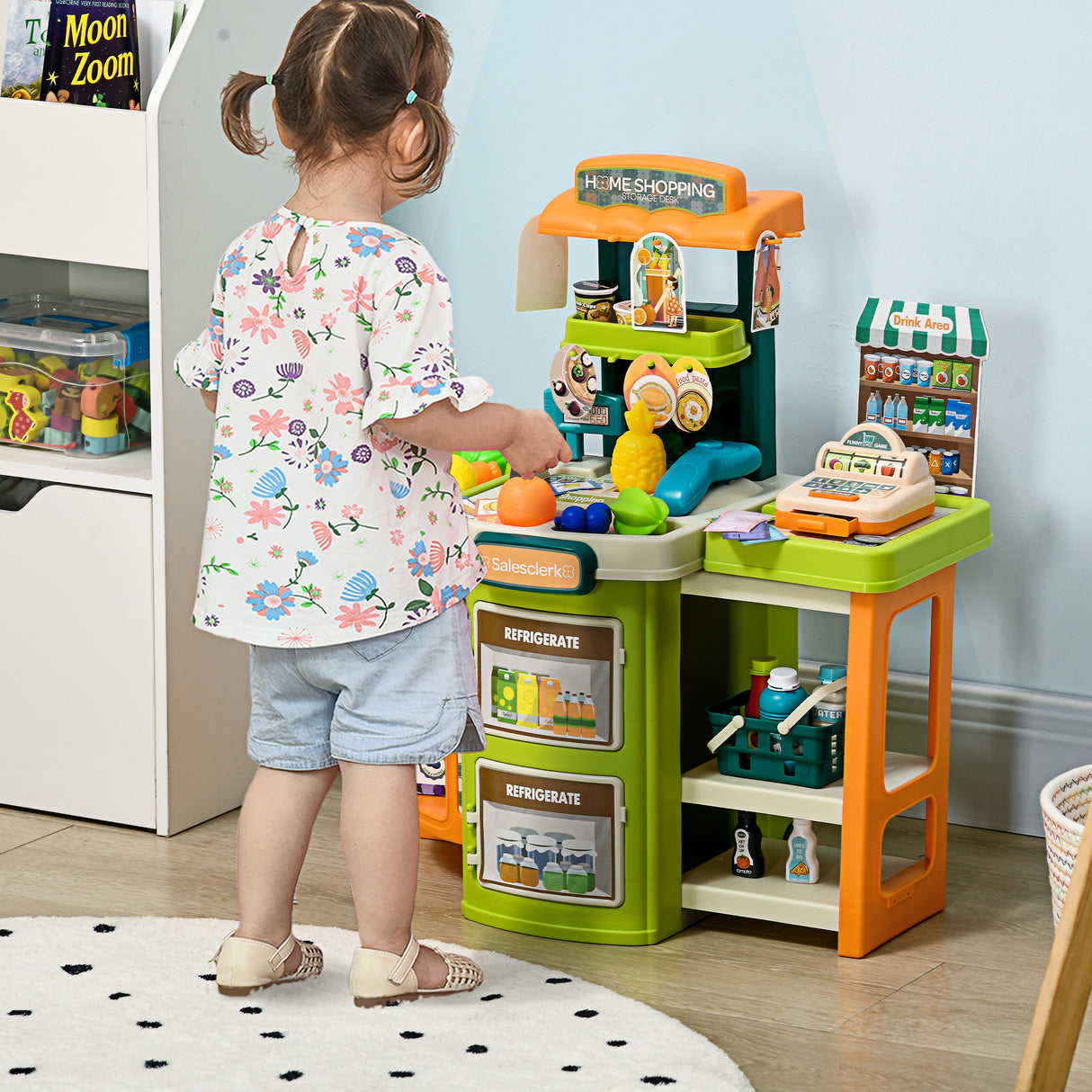 easycomfort easycomfort supermercato giocattolo per bambini 3 6 anni con cassa e accessori design pieghevole a trolley