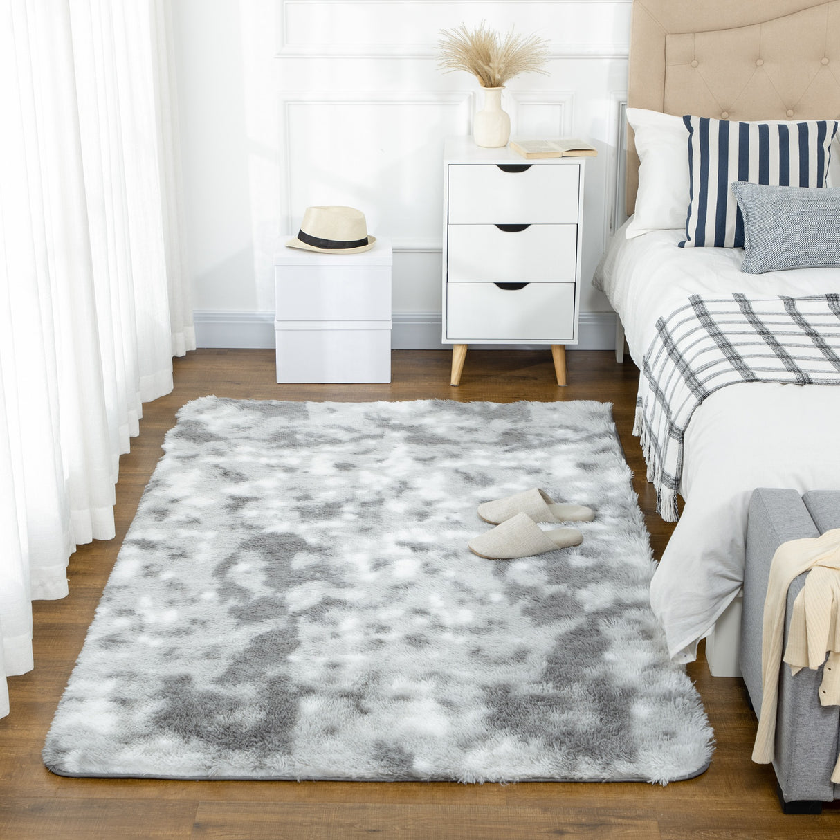 easycomfort easycomfort tappeto moderno in poliestere per camera e salotto 200x120cm grigio chiaro