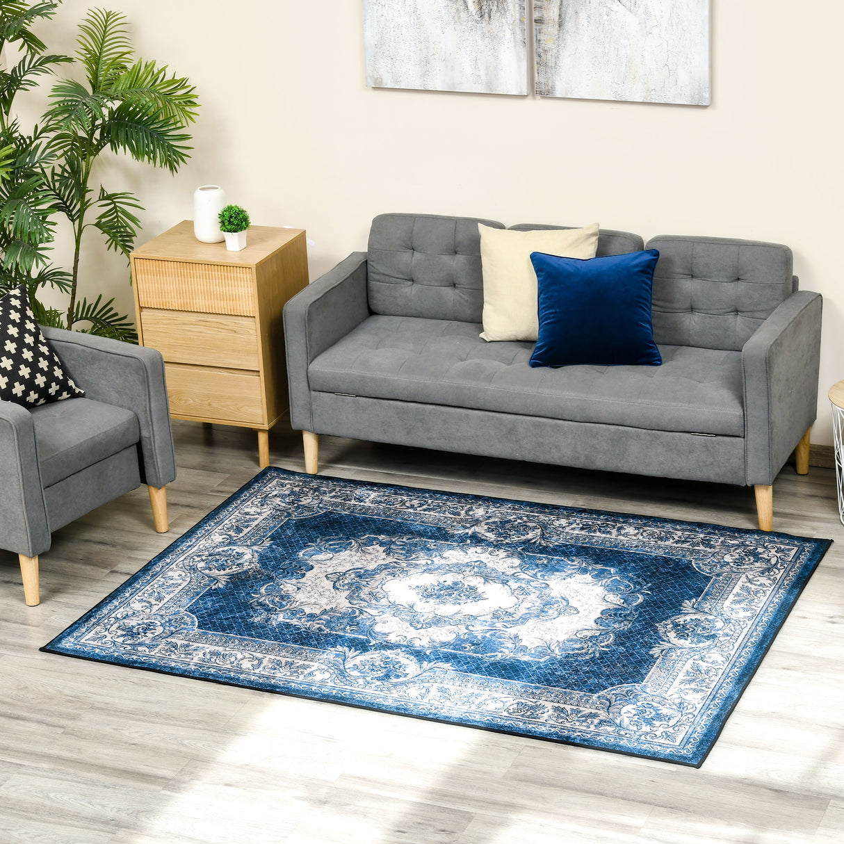 easycomfort easycomfort tappeto moderno persiano in poliestere per interni 200x140cm blu