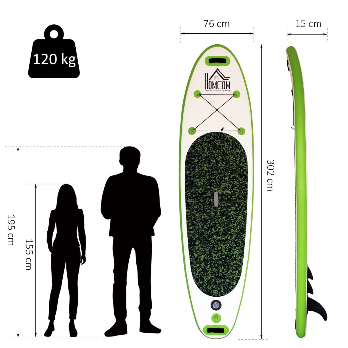 easycomfort easycomfort tavola gonfiabile sup stand up paddle con pagaia verde 302 x 76 x 15 cm ean 8055776915494