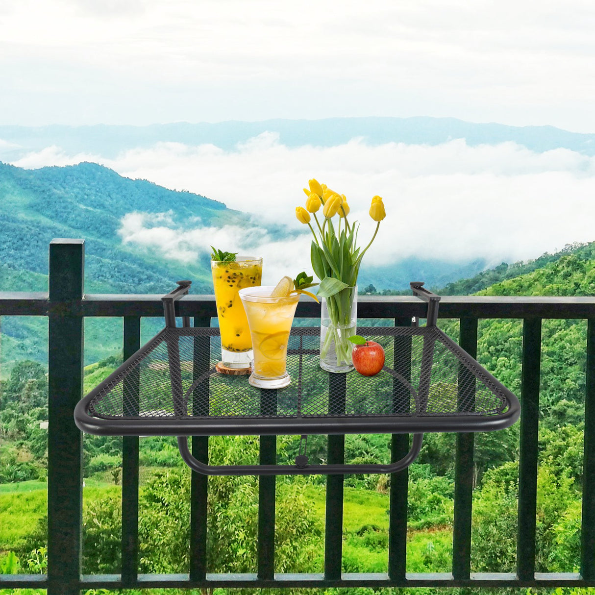 easycomfort easycomfort tavolino da balcone ringhiera appeso braccio e ripiano regolabile nero 60 x 56 5 x 45 cm ean 8054111846509