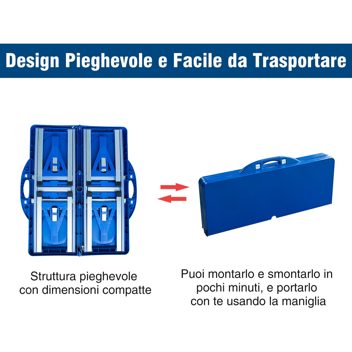 easycomfort easycomfort tavolino da campeggio pieghevole portatile in alluminio e plastica con 4 sedie azzurro ean 8055776910550