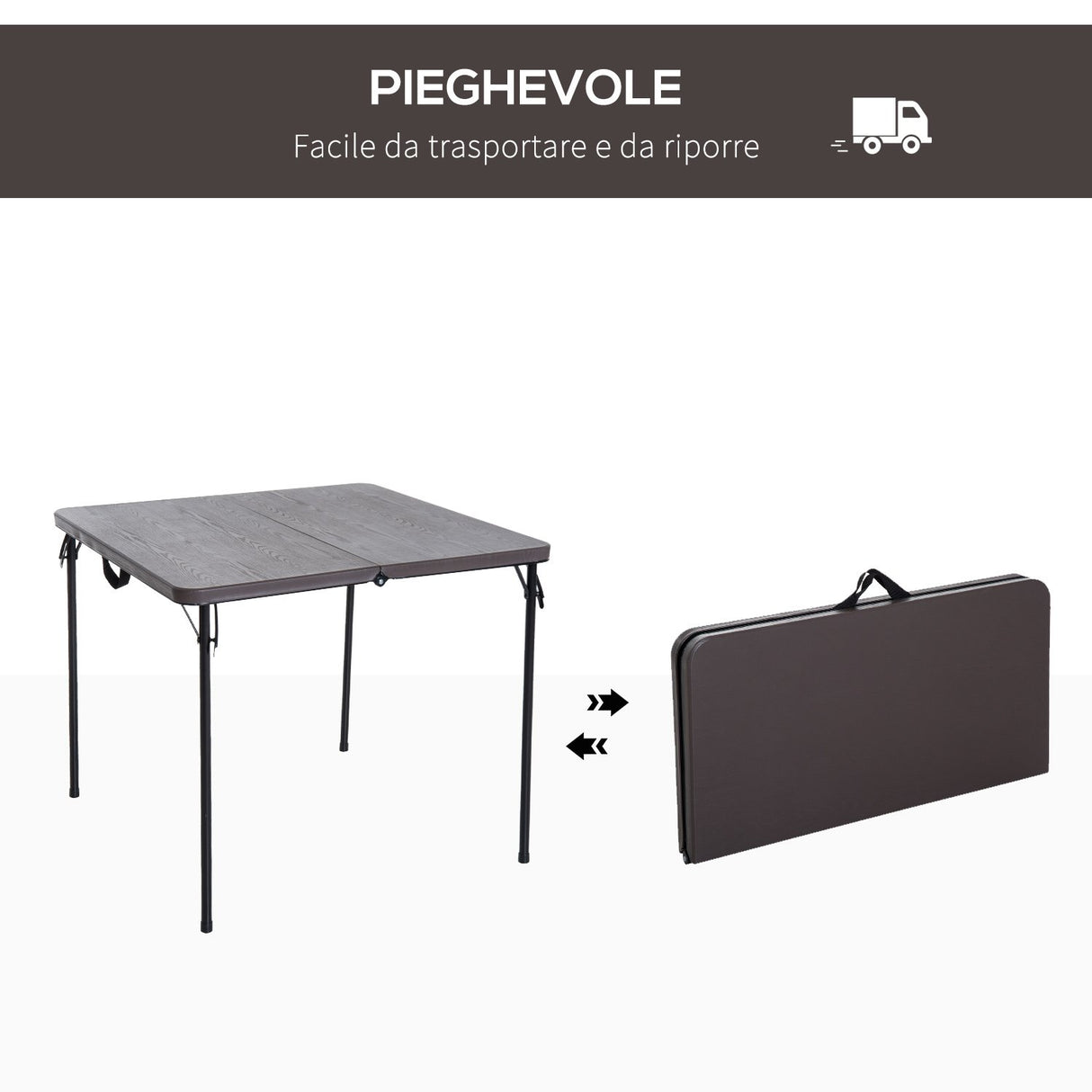 easycomfort easycomfort tavolo da campeggio con chisura a valigetta in metallo e plastica marrone 86x86x715cm ean 8054111847018