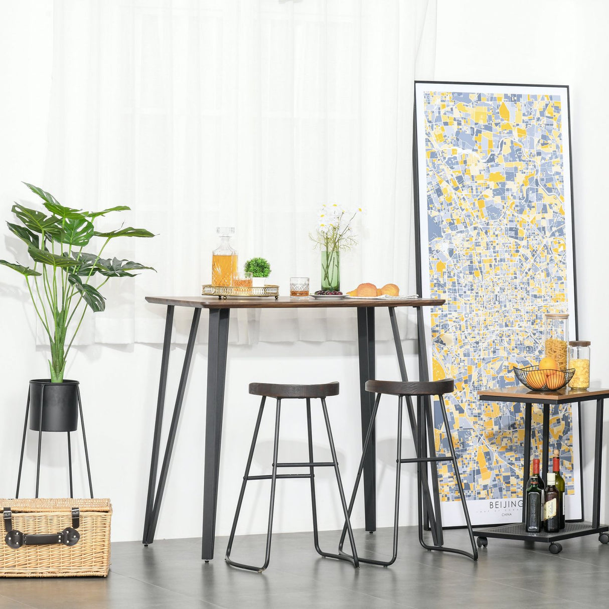 easycomfort easycomfort tavolo rettangolare in stile industriale in mdf e metallo 110x60x102cm marrone