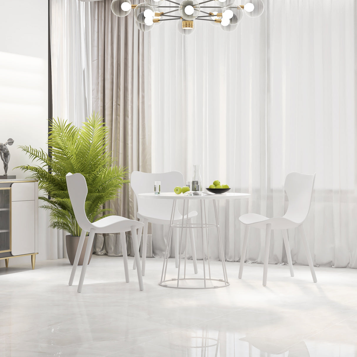 easycomfort easycomfort tavolo rotondo per 4 persone con struttura in acciaio e mdf 80 5x74 6cm bianco