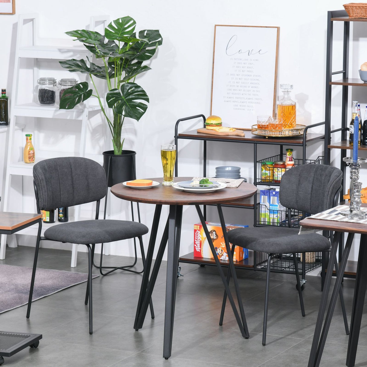 easycomfort easycomfort tavolo rotondo stile industriale multiuso in legno e metallo nero 70cm