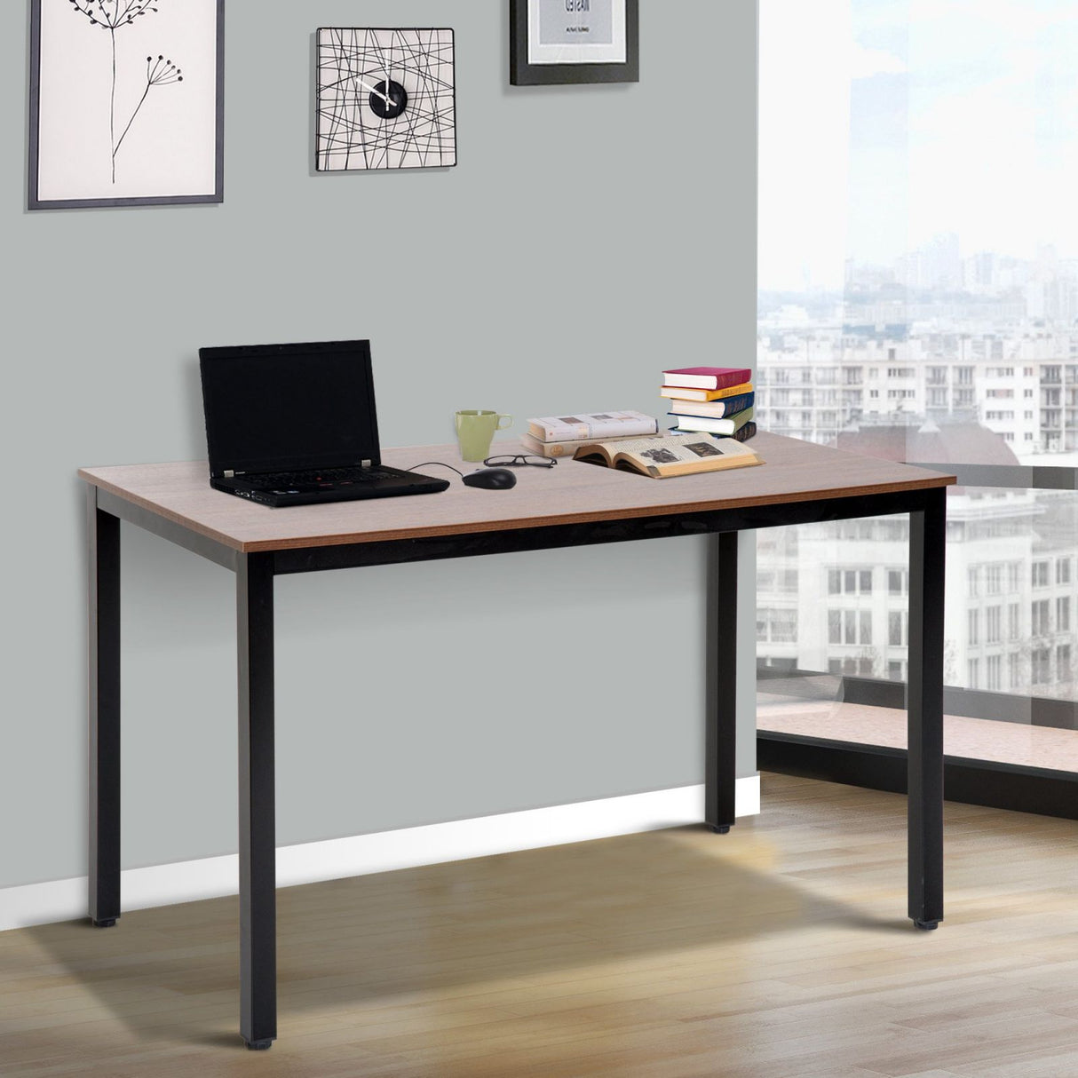 easycomfort easycomfort tavolo scrivania in legno e struttura in metallo noce 120x60x74cm ean 8054111849197