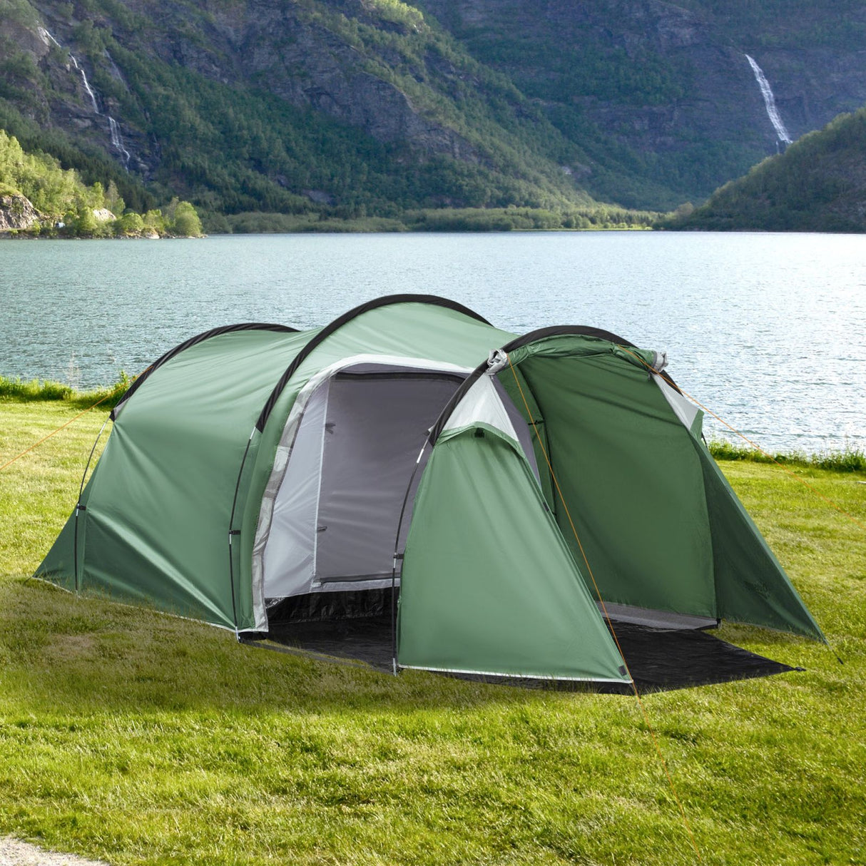 easycomfort easycomfort tenda da campeggio 4 posti ampio vestibolo impermeabile verde scuro ean 8055776911151
