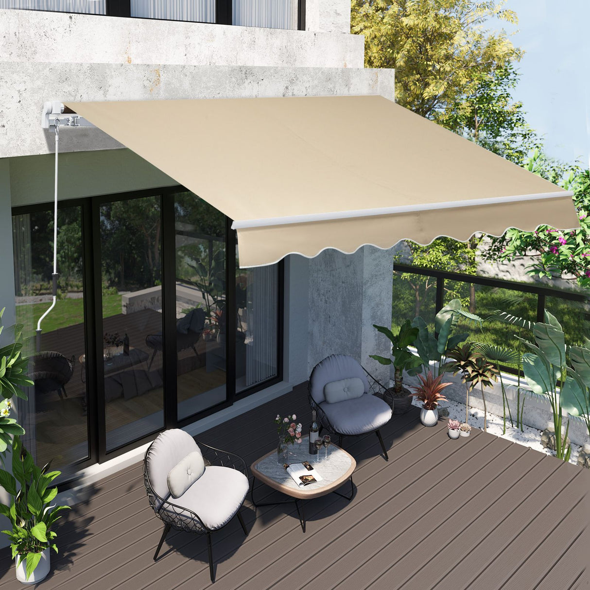 easycomfort easycomfort tenda da sole avvolgibile parasole a parete manuale impermeabile beige 2 5x2m ean 8054111845786