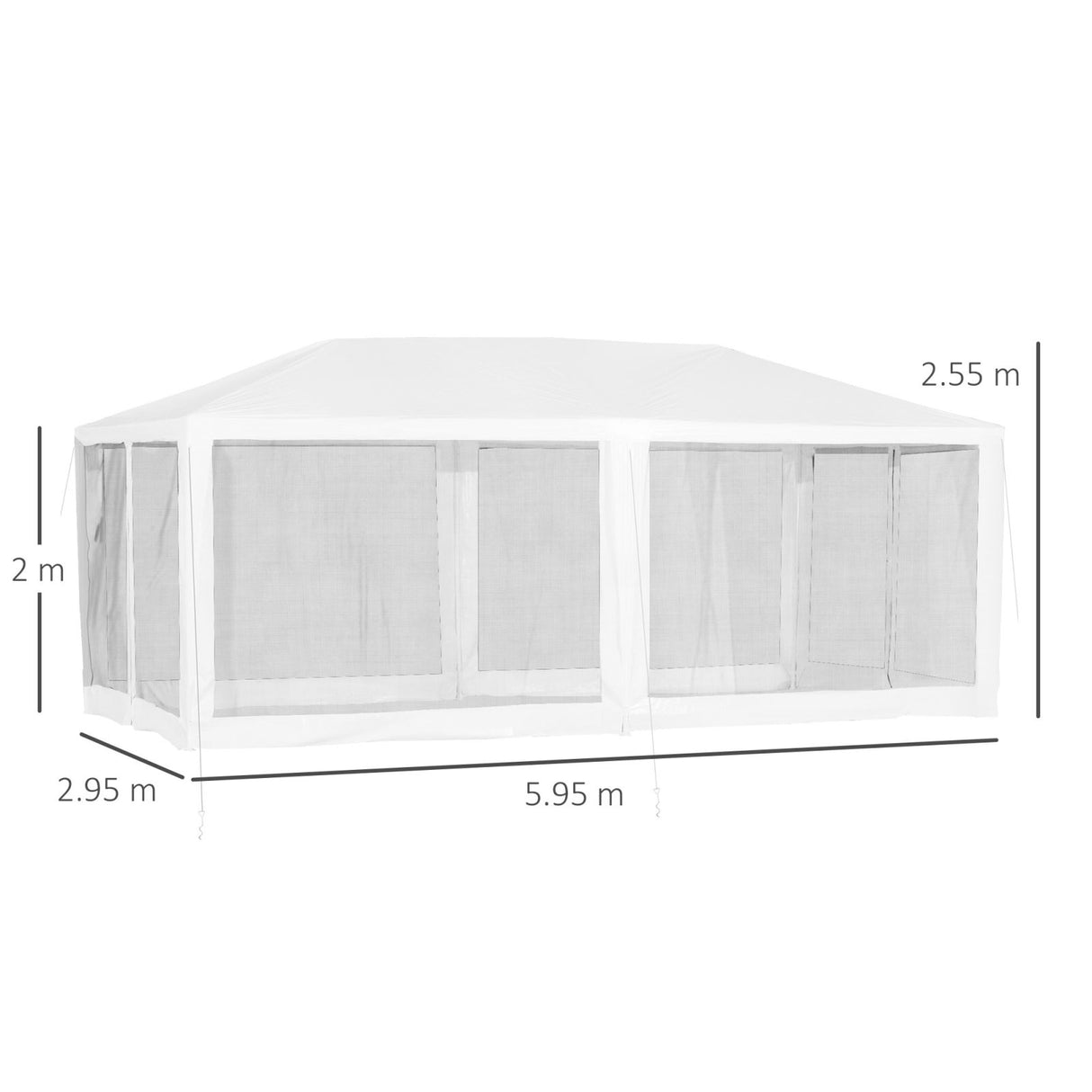 easycomfort easycomfort tenda gazebo da giardino pieghevole con zanzariera 595x295x255cm bianco ean 8055776912707