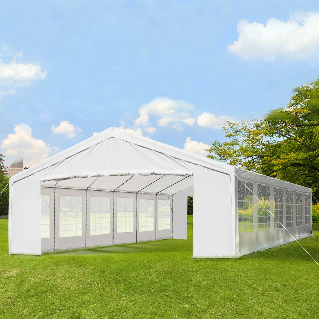 easycomfort easycomfort tendone da giardino con pareti removibili in acciaio e pp 12x6x3 2 m bianco