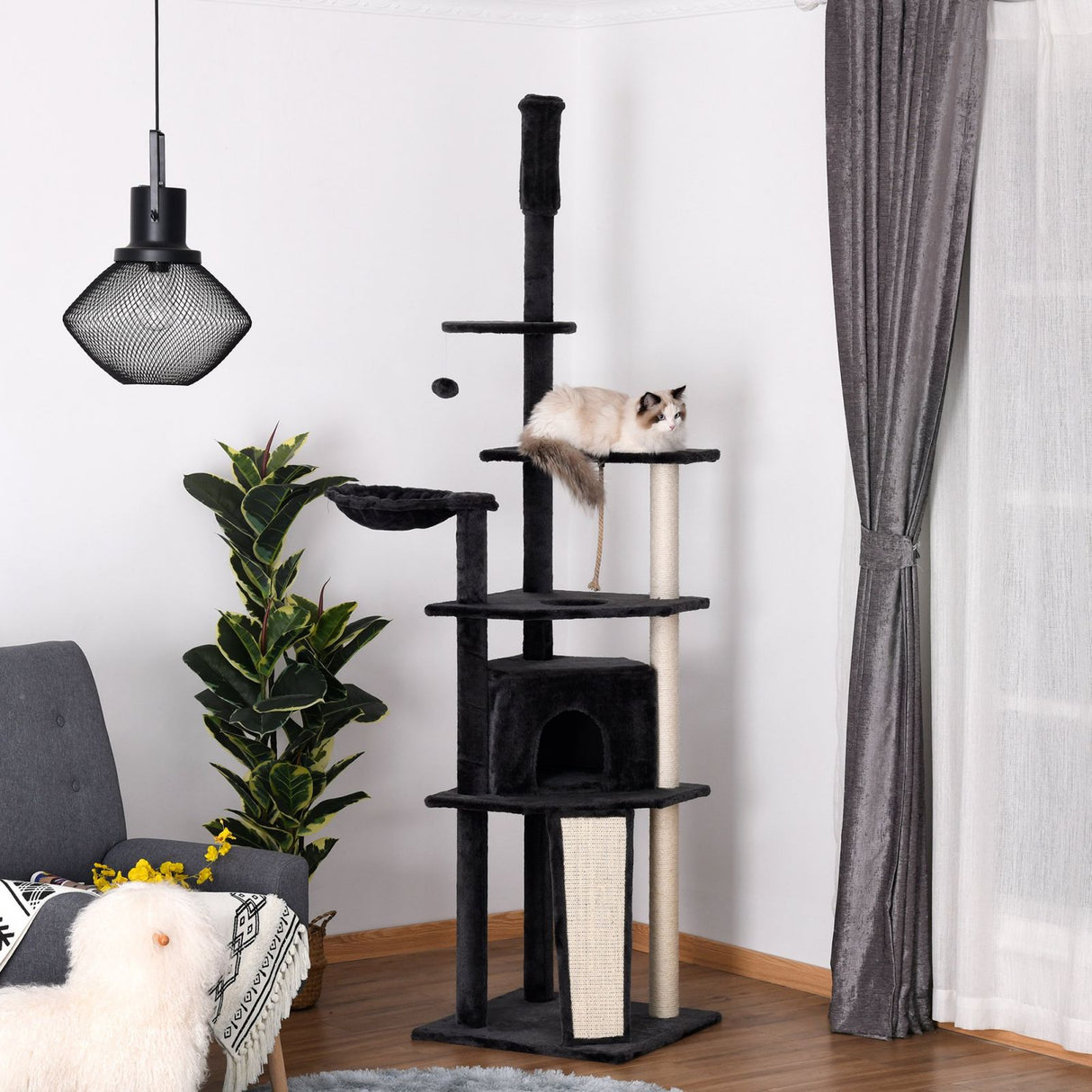 easycomfort easycomfort tiragraffi per gatti multilivello alto 210 240cm con cuccia e amaca ean 8054144138701