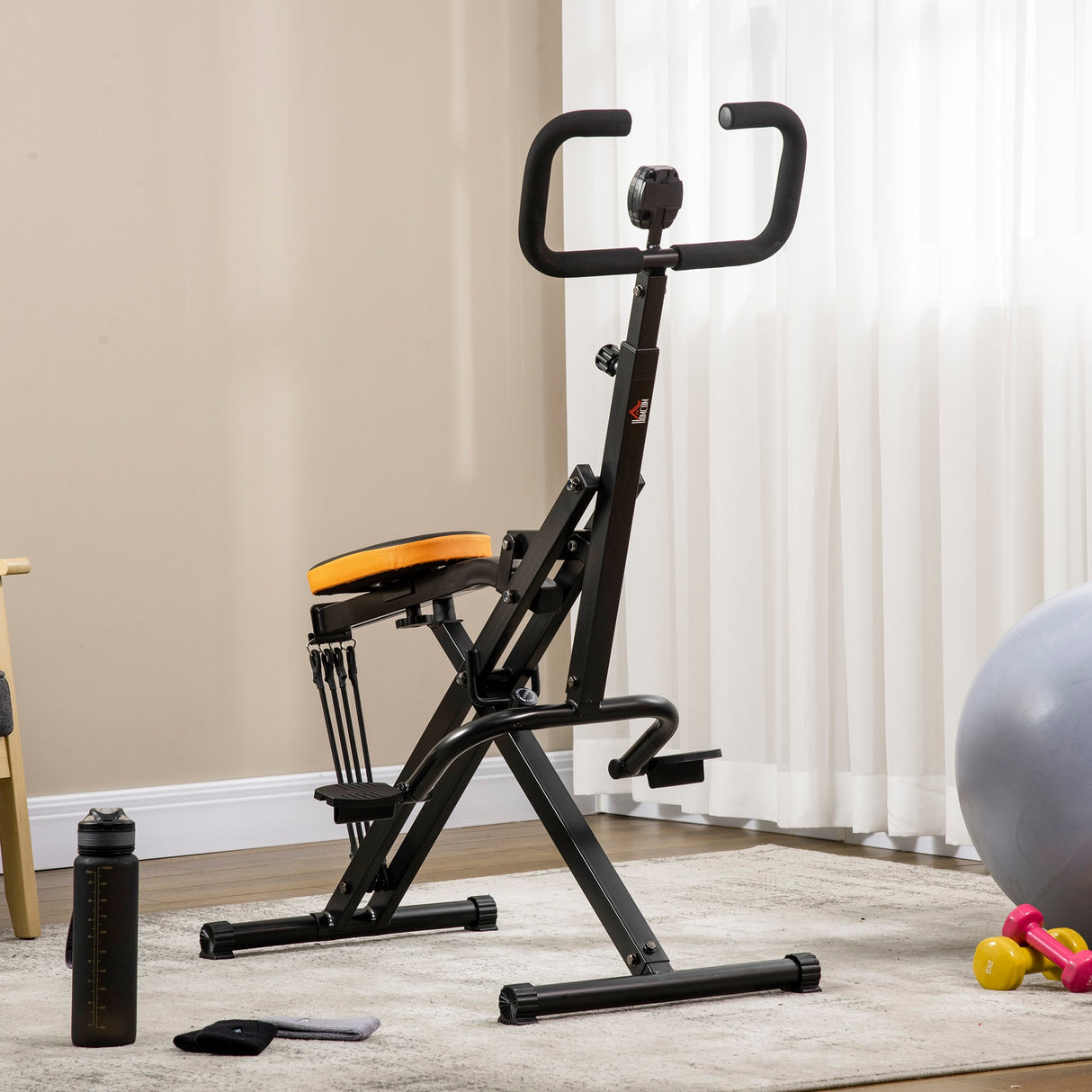 easycomfort easycomfort total crunch fitness pieghevole con monitor lcd e seduta regolabile in acciaio e pu 90x63x124 136 cm