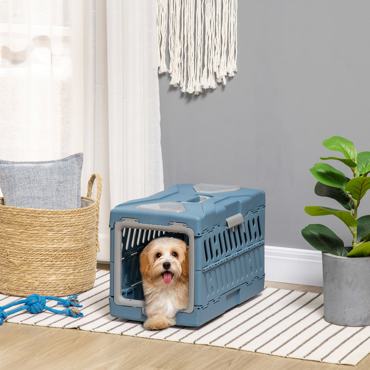 easycomfort easycomfort trasportino per cani e gatti pieghevole e convertibile in cuccia 56x31x37cm blu