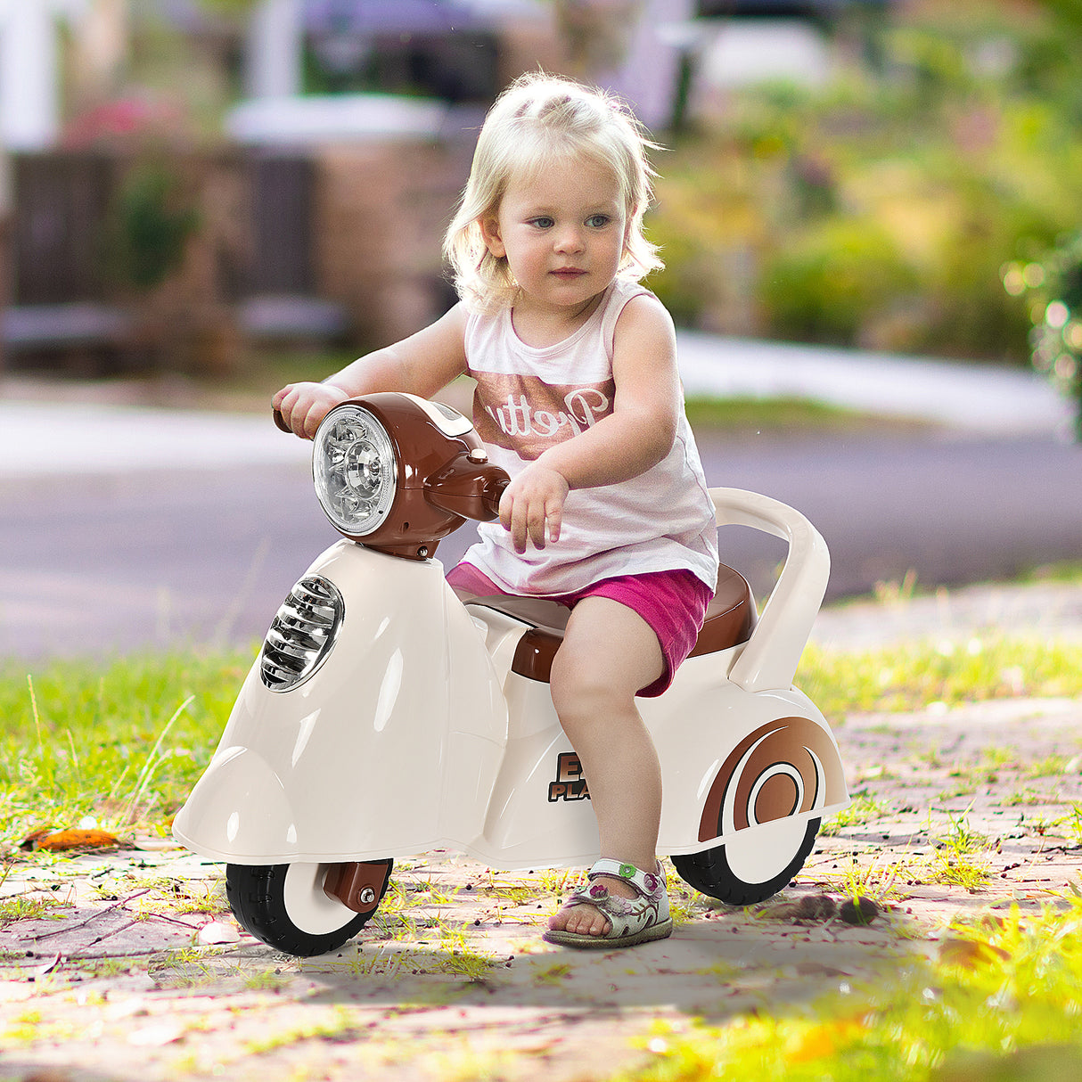 easycomfort easycomfort triciclo motorino giocattolo per bambini 18 36 mesi senza pedali con luci e suoni realistici beige e marrone