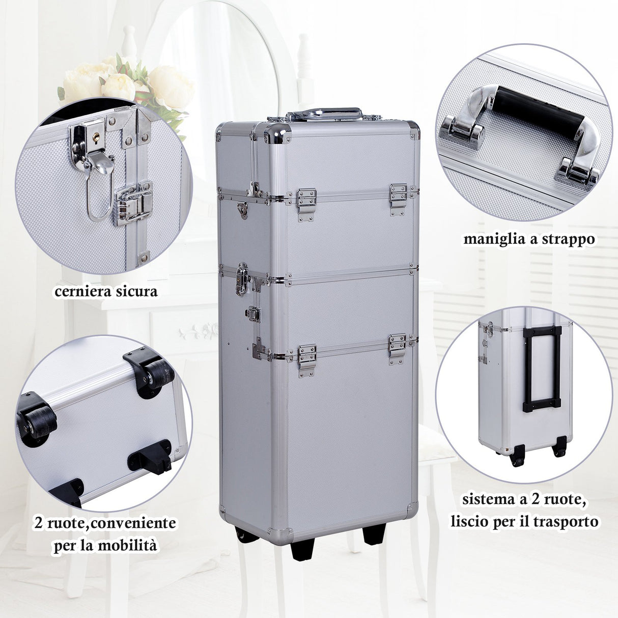 easycomfort easycomfort trolley make up artist professionale beauty case trucco in alluminio ean 8055776914862