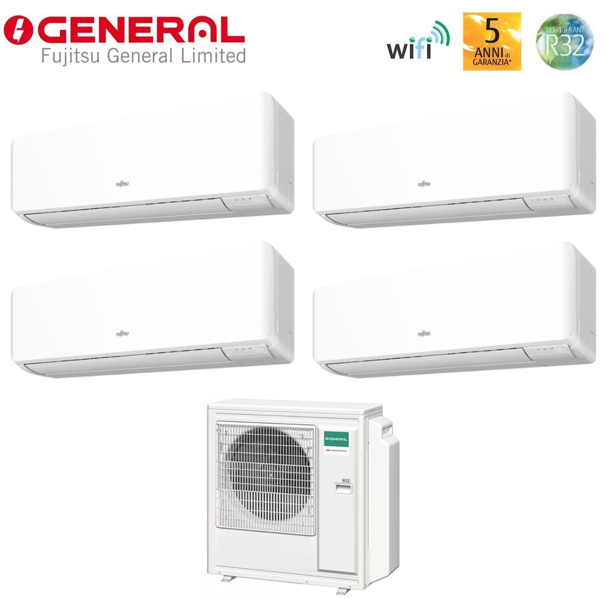 general fujitsu climatizzatore condizionatore general fujitsu quadri split inverter serie kmcf 7999 con aohg30kbta4 r 32 wi fi integrato 7000900090009000