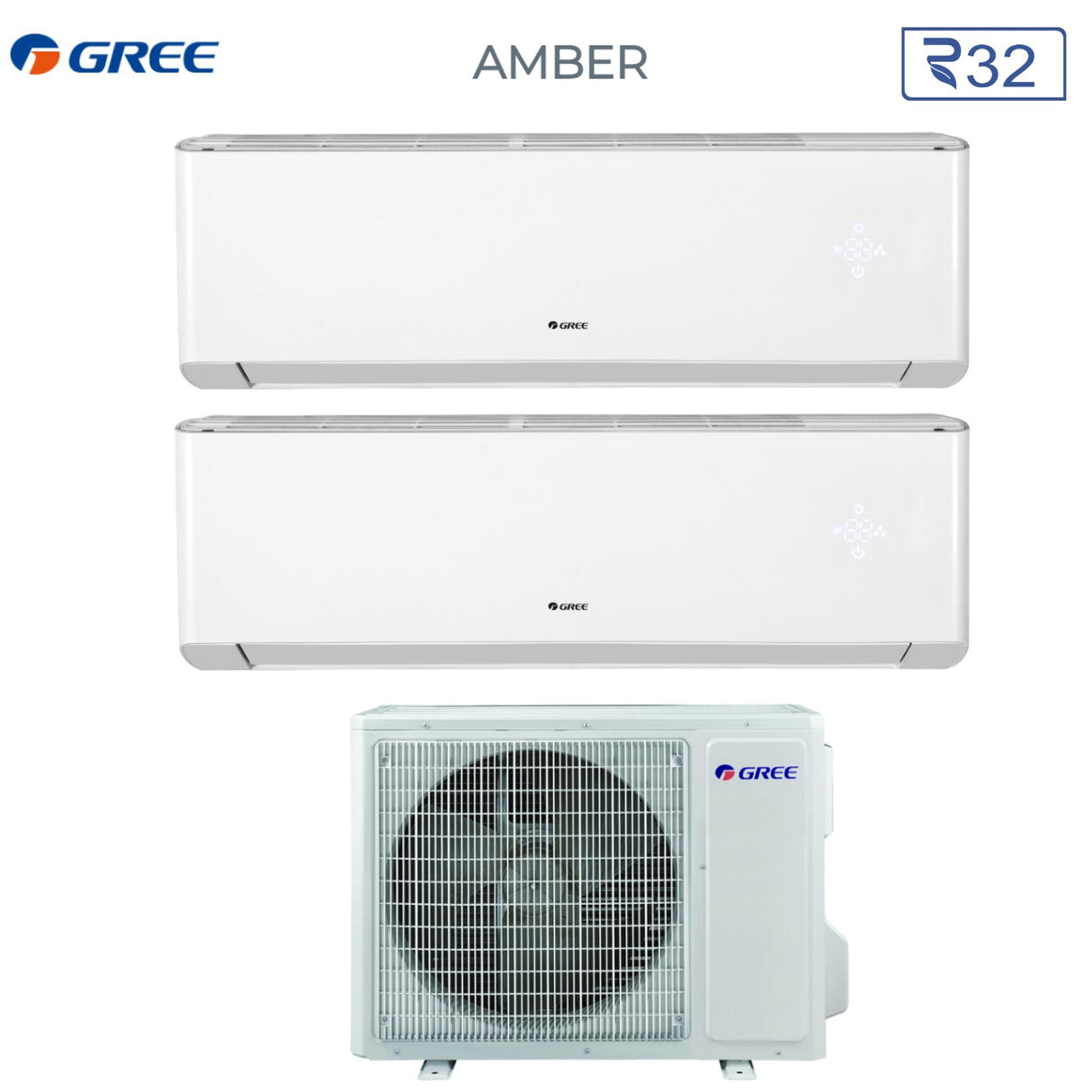 gree climatizzatore condizionatore gree dual split inverter serie amber 99 con gwhd14nk6ko r 32 wi fi integrato 90009000 ean 8059657011985