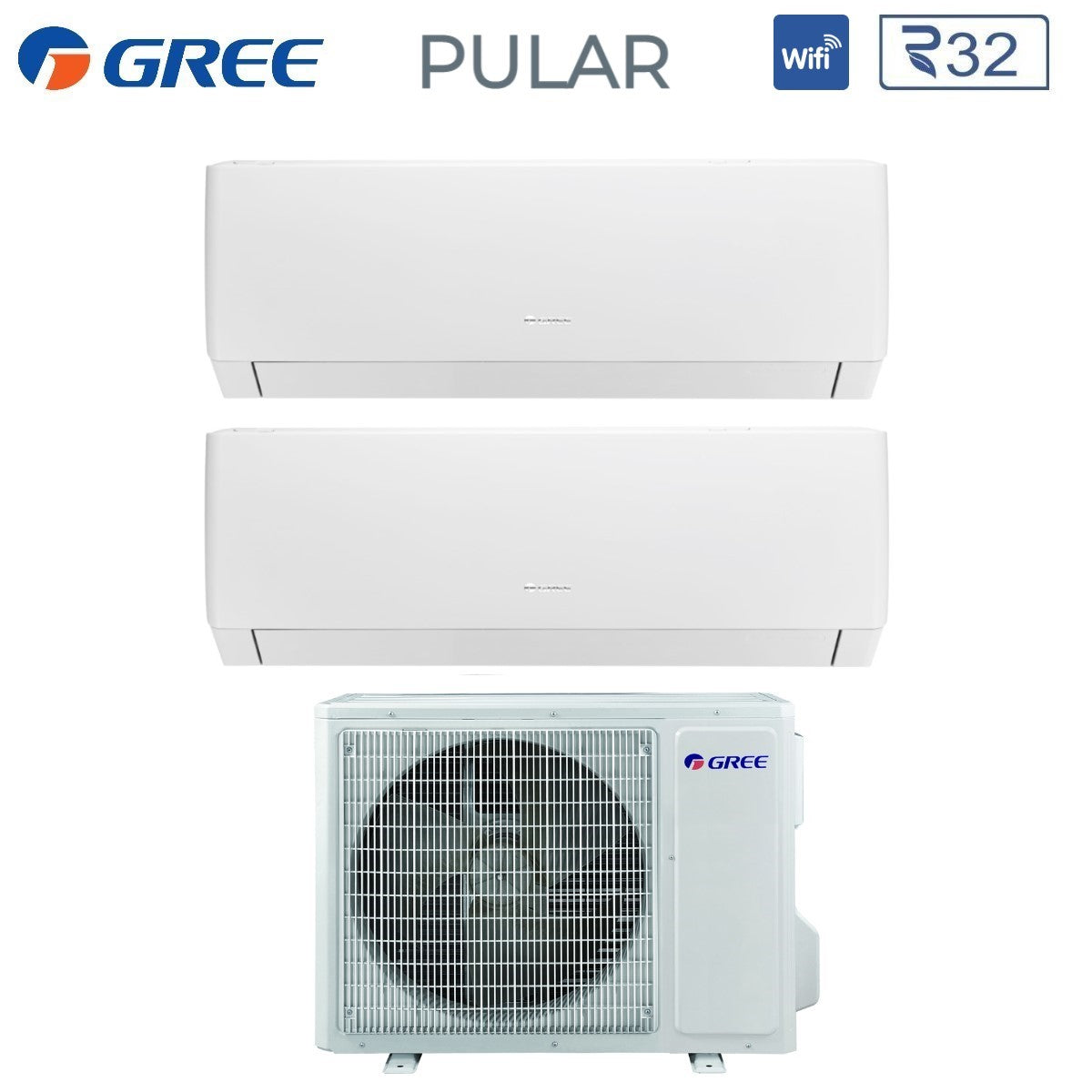 gree climatizzatore condizionatore gree dual split inverter serie pular 77 con gwhd14nk6oo r 32 wi fi integrato 70007000