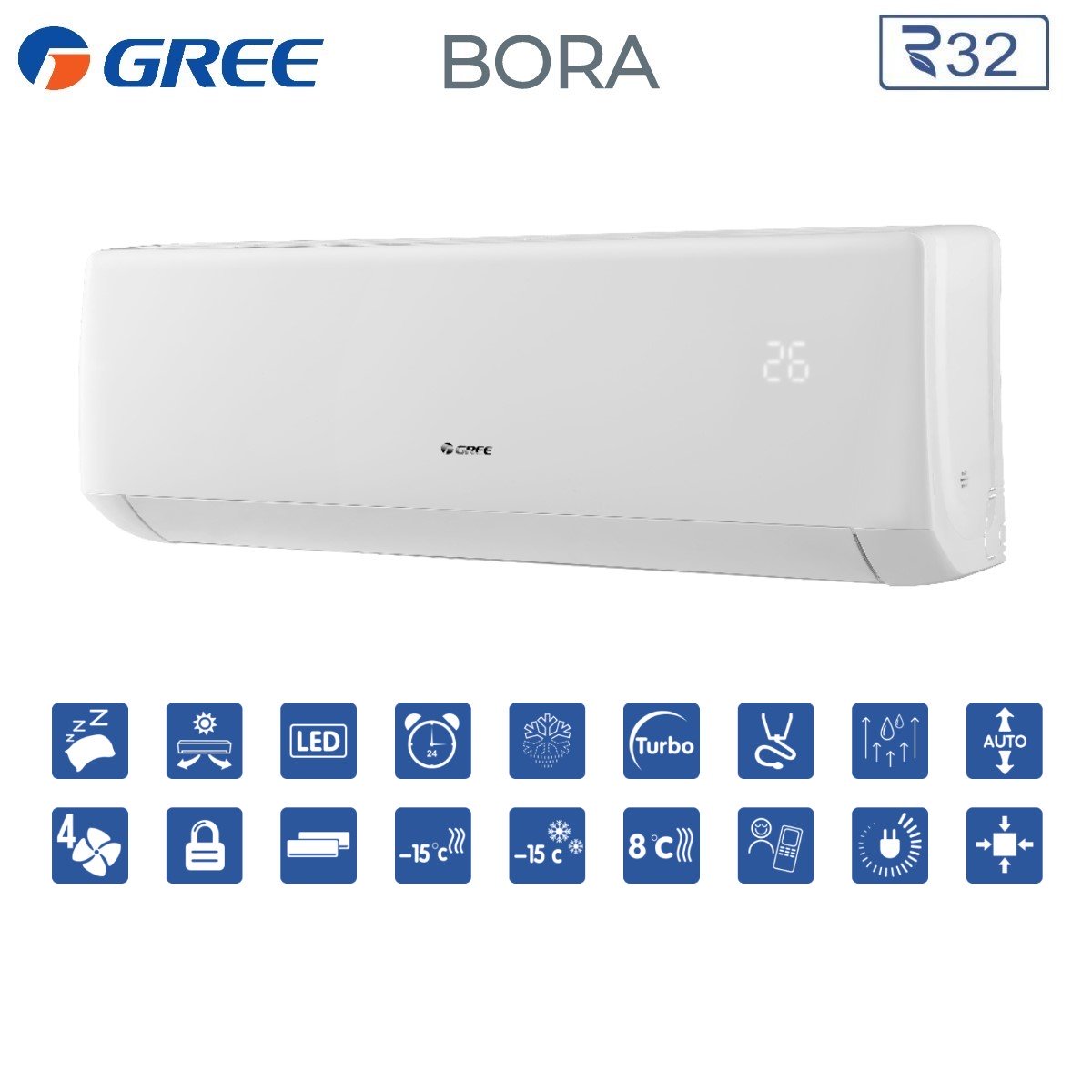 gree climatizzatore condizionatore gree inverter serie bora 24000 btu r 32 classe aa ean 8059657002532