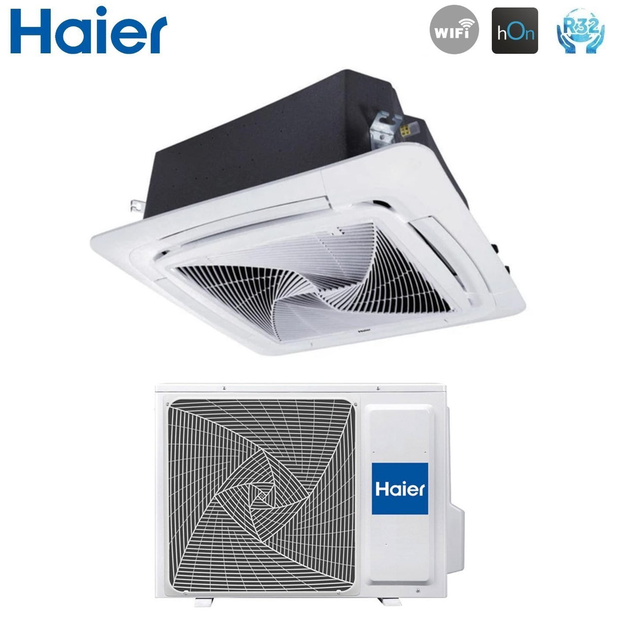 haier climatizzatore condizionatore haier cassetta 90x90 round flow 24000 btu ab71s2sg1fa r 32 wi fi optional con pannello no sensor incluso nessun comando