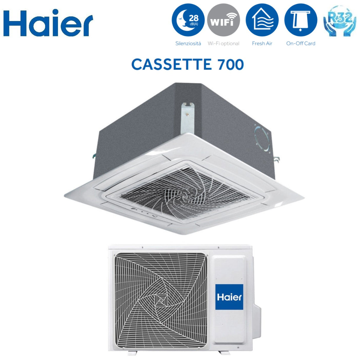 haier offerta climatizzatore condizionatore haier cassetta 700 18000 btu ab50s2sc1fa r 32 wi fi optional con pannello incluso