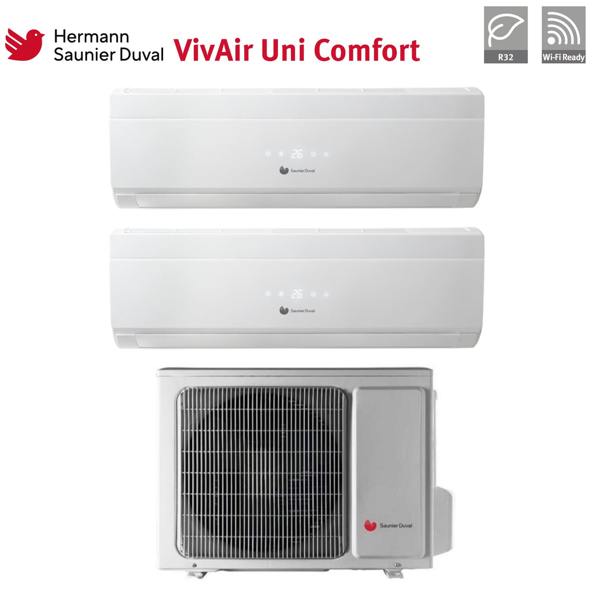 hermann saunier duval climatizzatore condizionatore hermann saunier duval dual split inverter serie uni comfort 712 con sdh19 040mc2no r 32 700012000