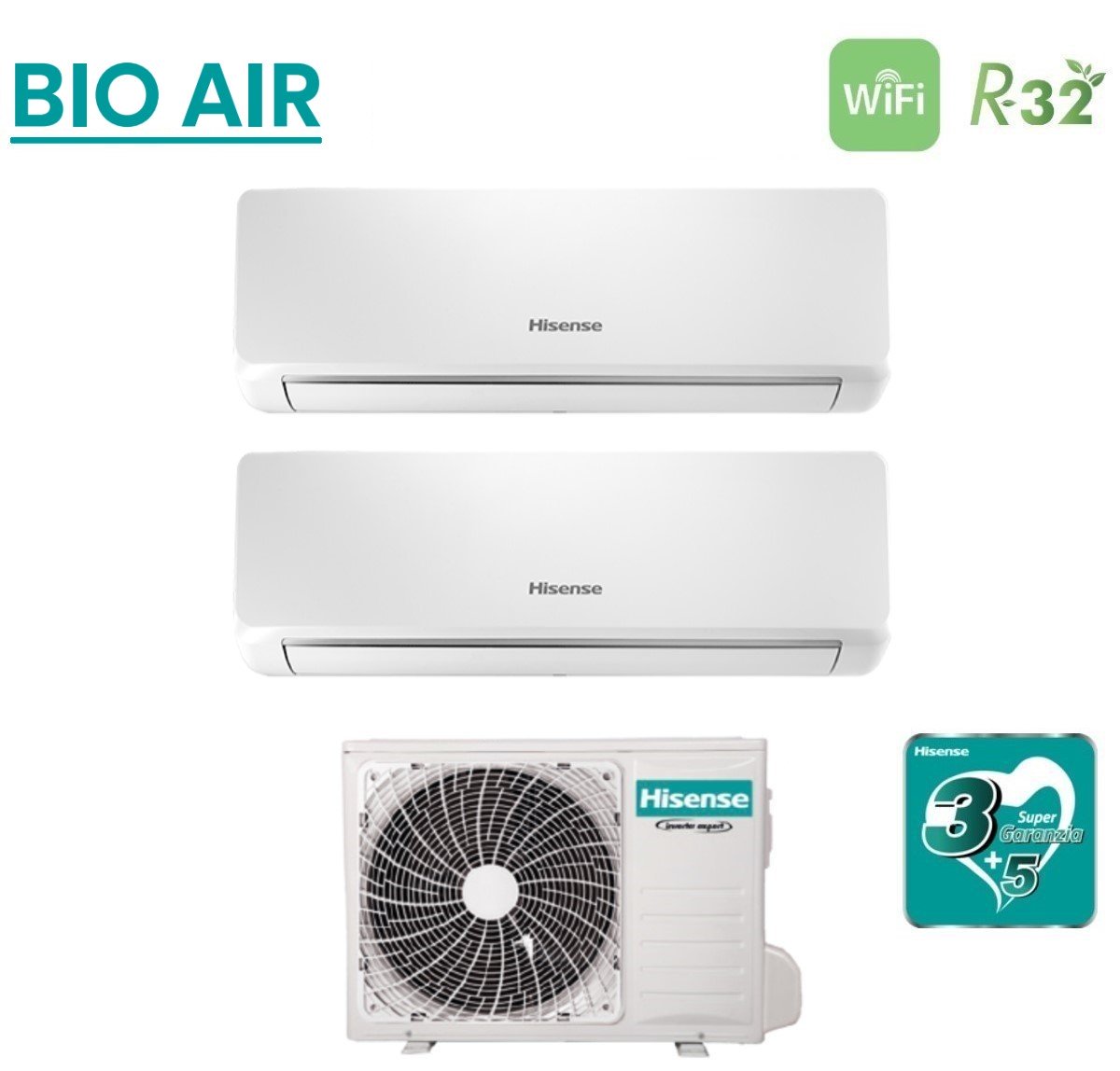 hisense climatizzatore condizionatore hisense dual split inverter serie bio air 99 con 2amw42u4rgc r 32 wi fi integrato 90009000