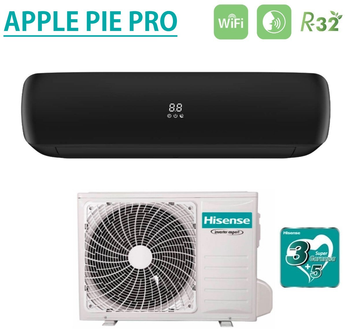 hisense climatizzatore condizionatore hisense inverter serie apple pro black 9000 btu tgve090bg r 32 wi fi integrato classe aa colore nero