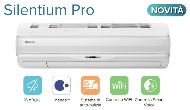 hisense climatizzatore condizionatore hisense penta split inverter serie silentium pro 999912 con 5amw125u4rta r 32 wi fi integrato 900090009000900012000 novita