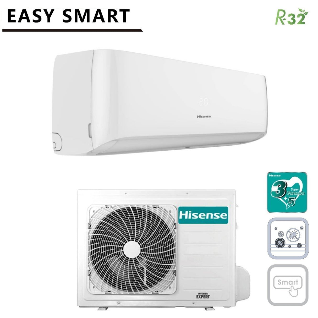 hisense climatizzatore condizionatore inverter hisense serie easy smart r 32 24000 btu ca70bt01g ca70bt01w classe a ean 8437016033654