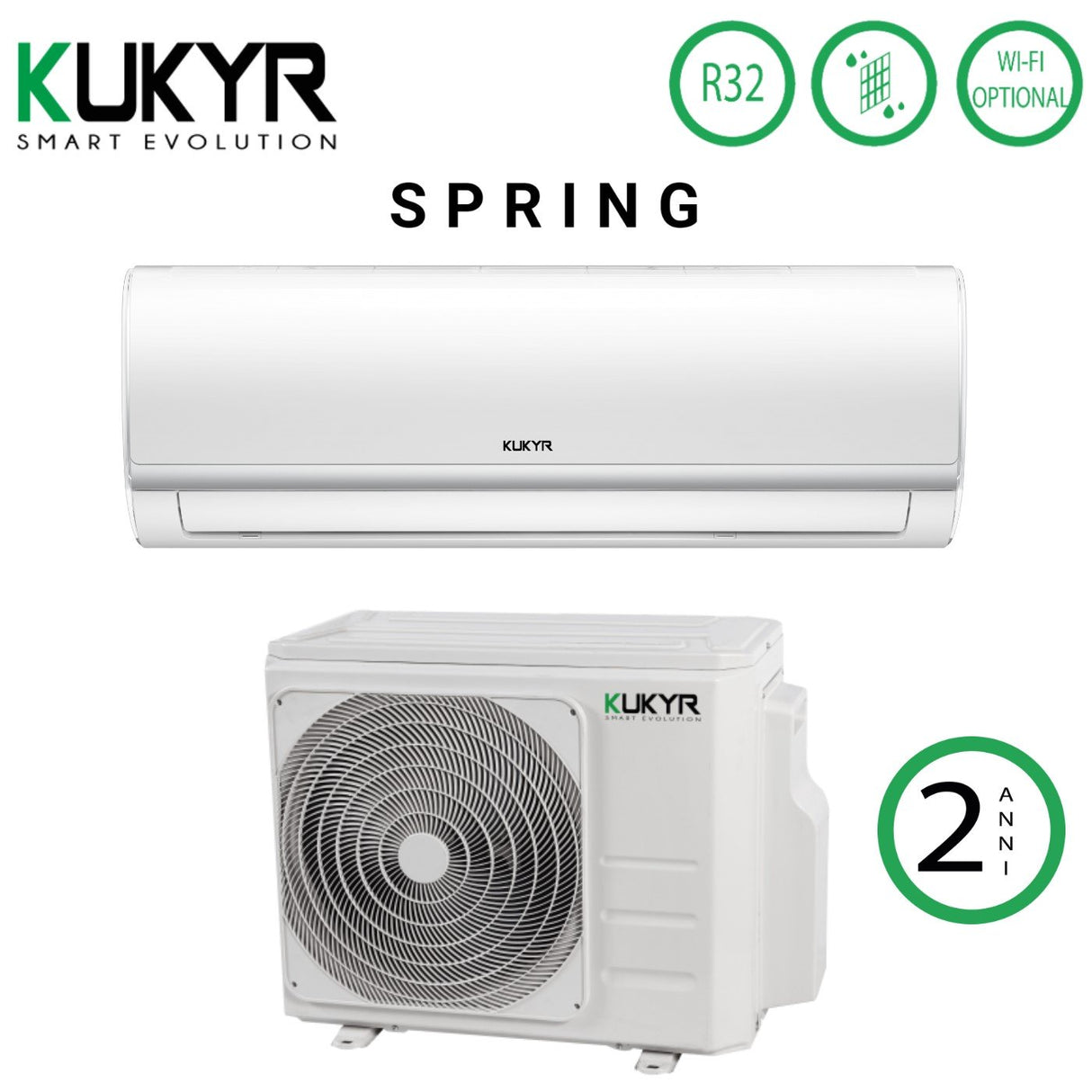kukyr climatizzatore condizionatore kukyr inverter serie spring 12000 btu spring 12 r 32 wi fi optional classe aa ean 8059657002372