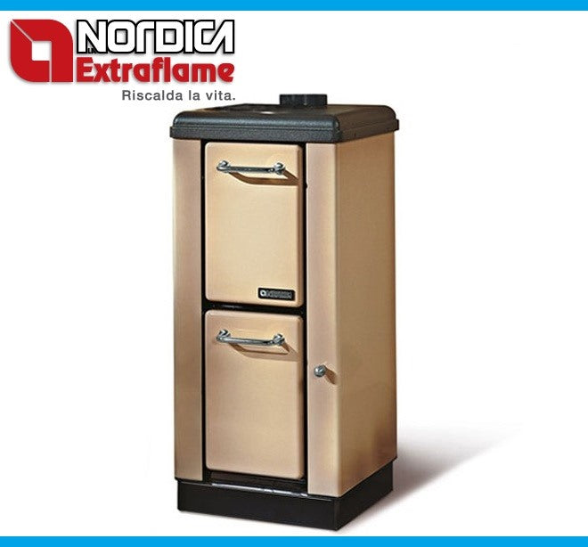 la nordica stufa a legna la nordica extraflame modello mignon 4 kw cappuccino in acciaio e ghisa