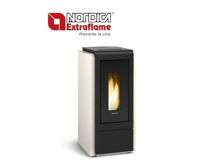 la nordica termostufa a pellet la nordica extraflame modello megan idro steel 12 kw colore avorio new