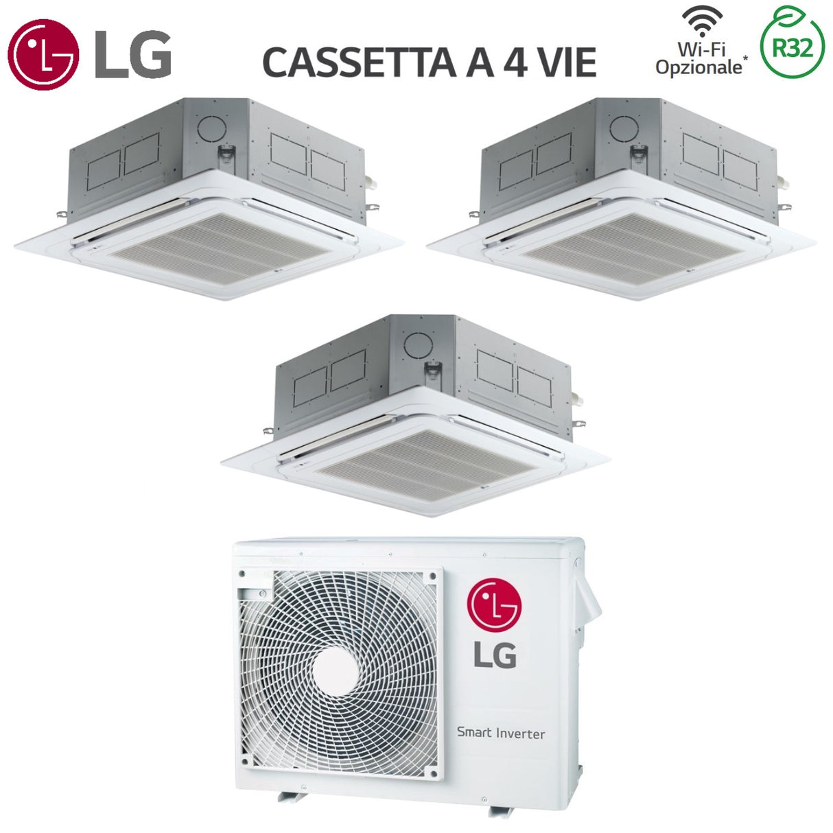 lg climatizzatore condizionatore lg trial split inverter a cassetta 121212 con mu3r21 r 32 wi fi optional 120001200012000 con griglia inclusa