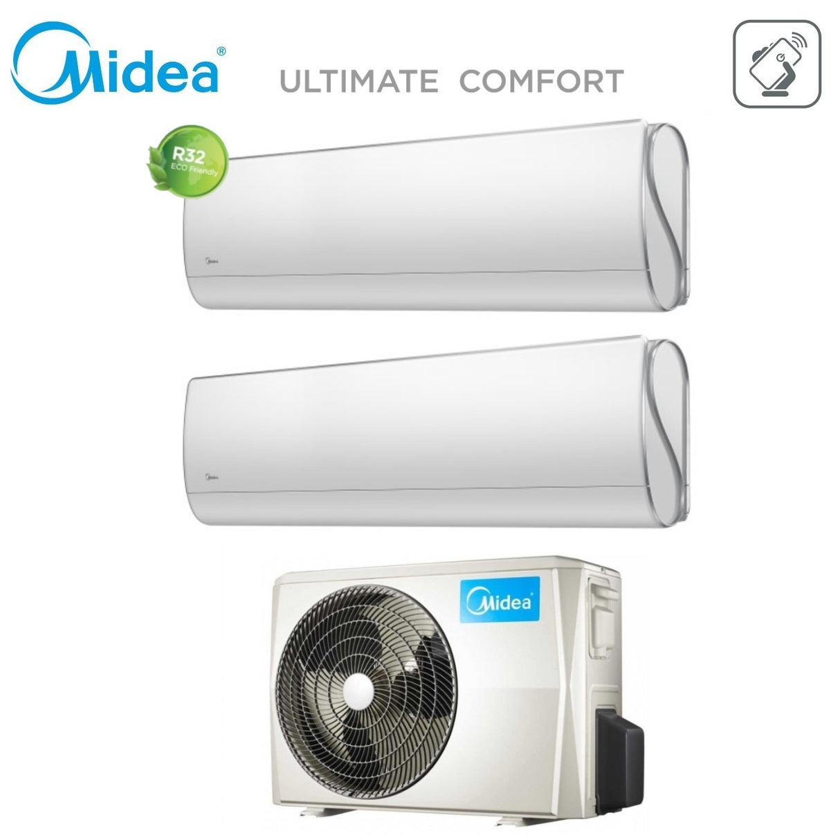 midea climatizzatore condizionatore midea dual split inverter serie ultimate comfort 1212 con m2o 18fn8 q r 32 wi fi integrato 1200012000 ean 8059657017383