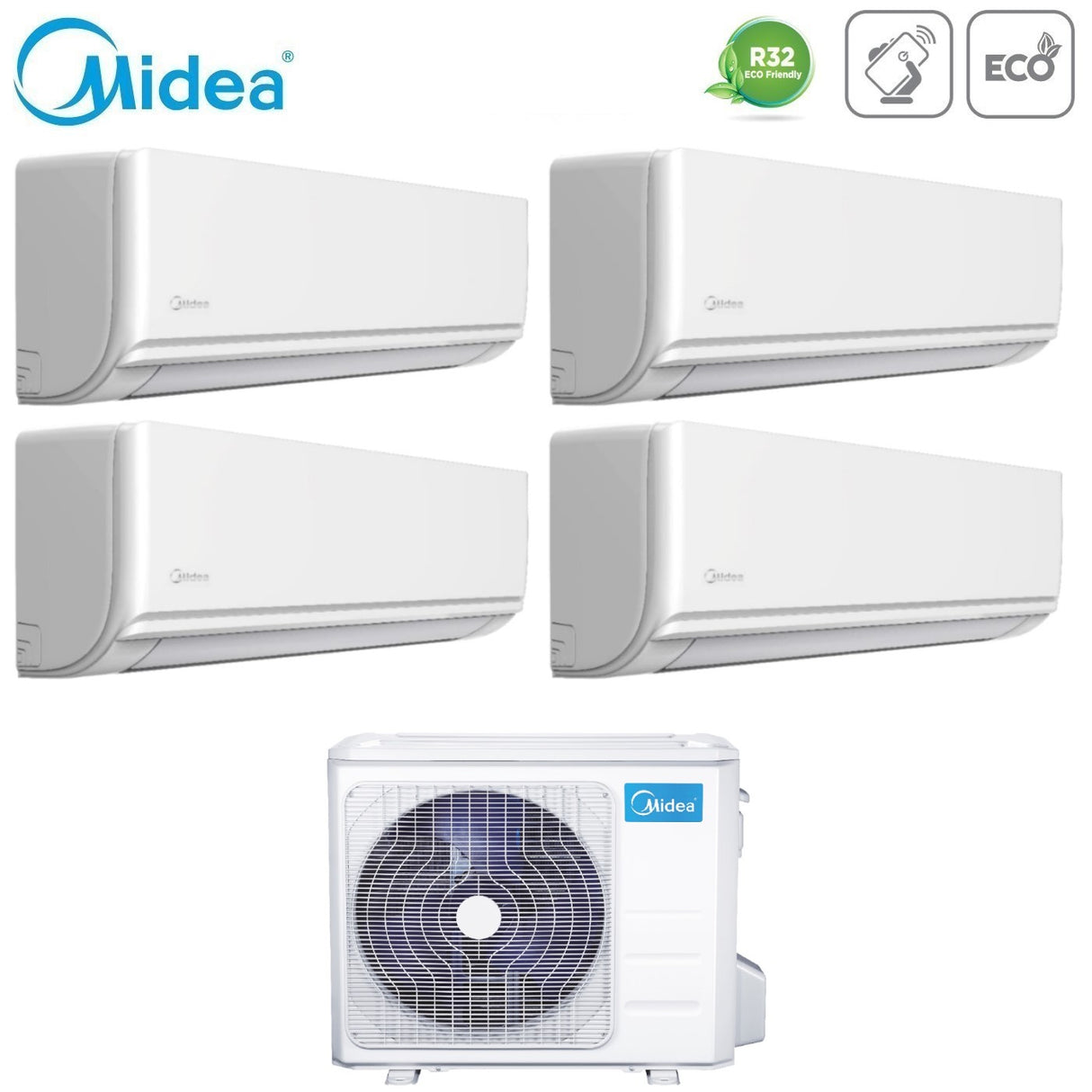 midea climatizzatore condizionatore midea quadri split inverter serie exclusive 99912 con m4o 36fn8 q r 32 wi fi optional 90009000900012000