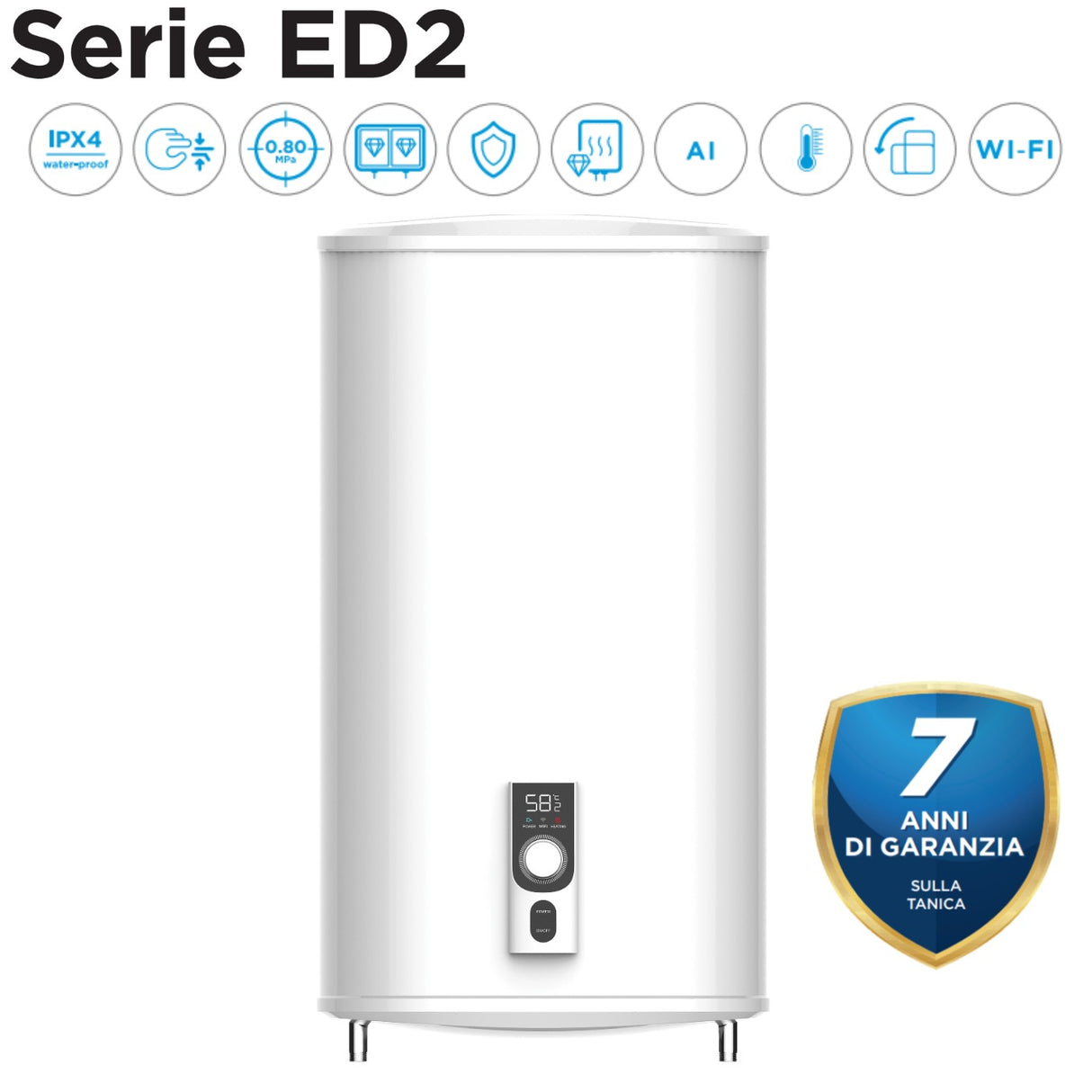midea scaldabagno elettrico midea d50 15ed2 da 47 litri wi fi integrato 1500 w ean 6939962571287