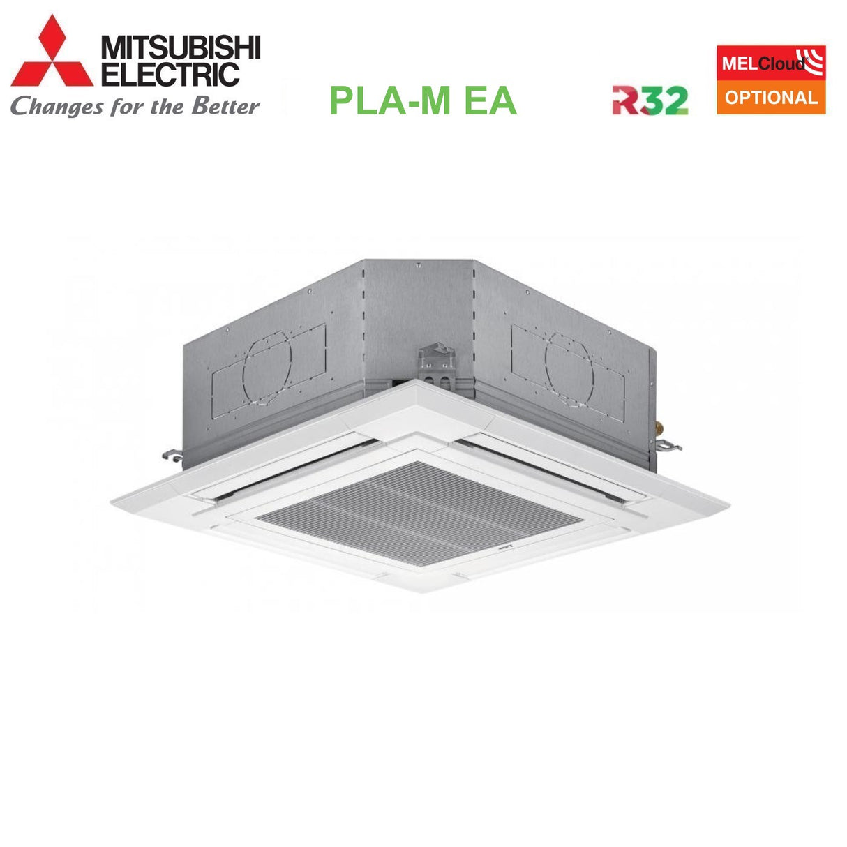 mitsubishi electric climatizzatore condizionatore mitsubishi electric cassetta 90x90 a 4 vie 34000 btu pla m100ea puz m100yka trifase r 32 wi fi optional con griglia inclusa