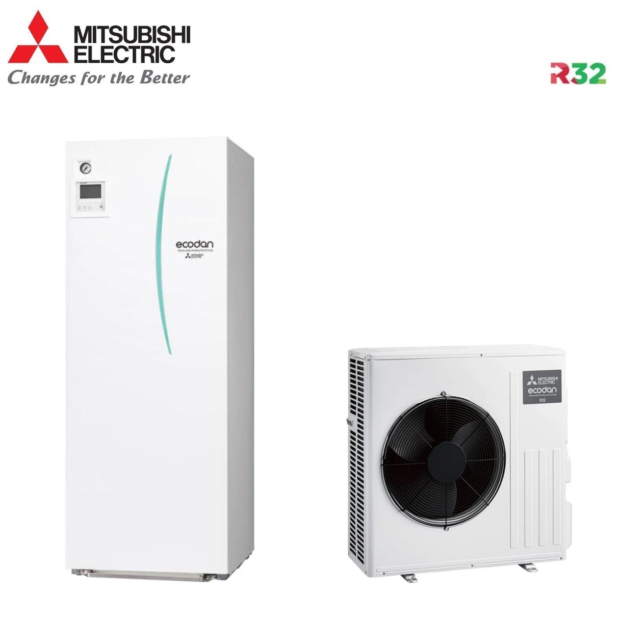 mitsubishi electric pompa di calore aria acqua mitsubishi electric split hydrotank reversibile erst20d vm2d accumulo 200 lt unita esterna ecodan e suz swm40va 56 kw r 32