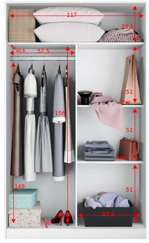 no brand armadio 2 ante scorrevoli cm 120x50x200h bianco laccato